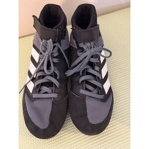 Size 7.5 - adidas Mat Hog 2.0 Mid Black & White Grey Wrestling Sports Athletic